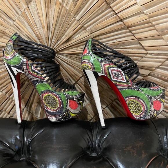 Christian Louboutin Zoulou 160 Python Masai/Kid Multicolor Heels - Picture 2 of 4